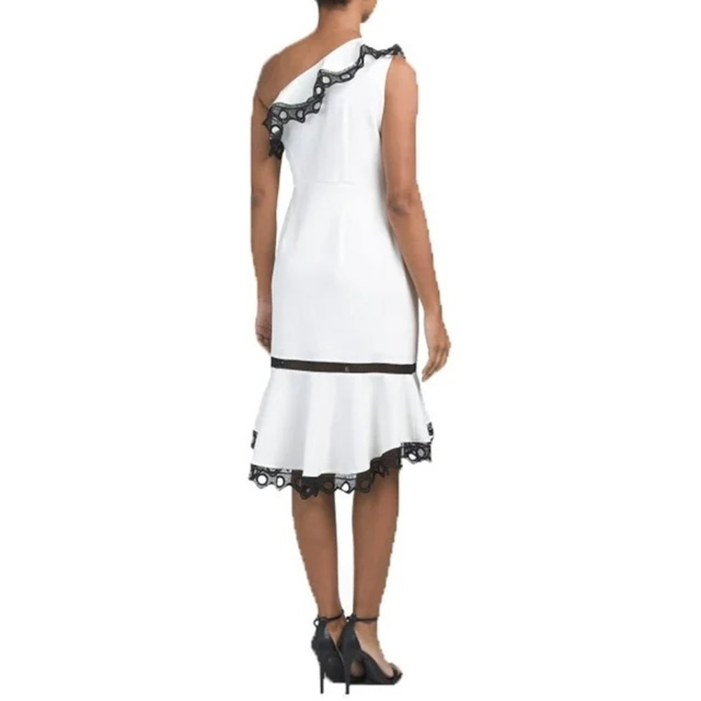 Nanette Lepore Sleeveless One Shoulder Knit Dress with High-Low Flounce Hem NWT - Picture 2 of 7